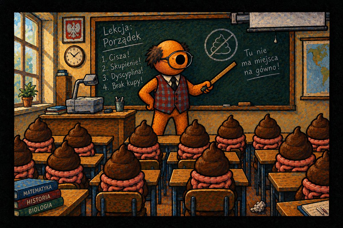 adaskijak's tweet photo. 📚💩 NAUCZĘ WAS NOWEGO GÓWNA!
Lekcja pierwsza: NIE SRAJ.
Lekcja druga: NIE SRAJ GDZIE POPADNIE.
Lekcja trzecia: SŁUCHAJ BELFRA, BO BĘDZIE SRAŁA. 😂

Cała lekcja już czeka na stronie 👇
https://t.co/SWVBMHuJA9⁠�

#Nauka #Belfer #NieSraj #Gówno #adaskijak #Lekcja #Humor https://t.co/zkwlbt4Bvw
