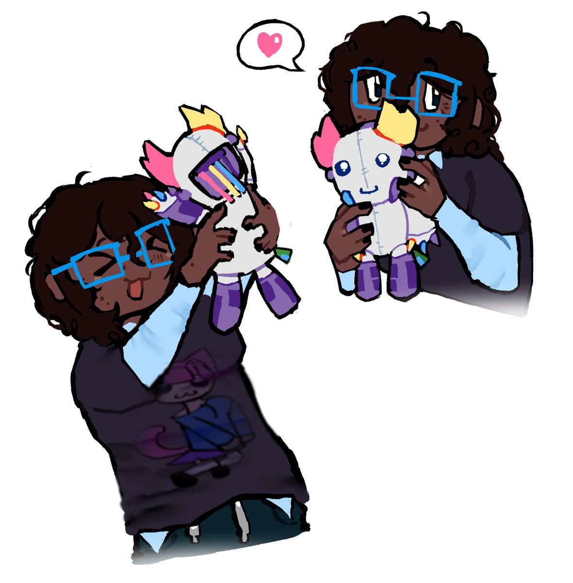 bleugelatin's tweet photo. anaiyah with a prototype plushie #Regretevator https://t.co/c6G22alJ3z