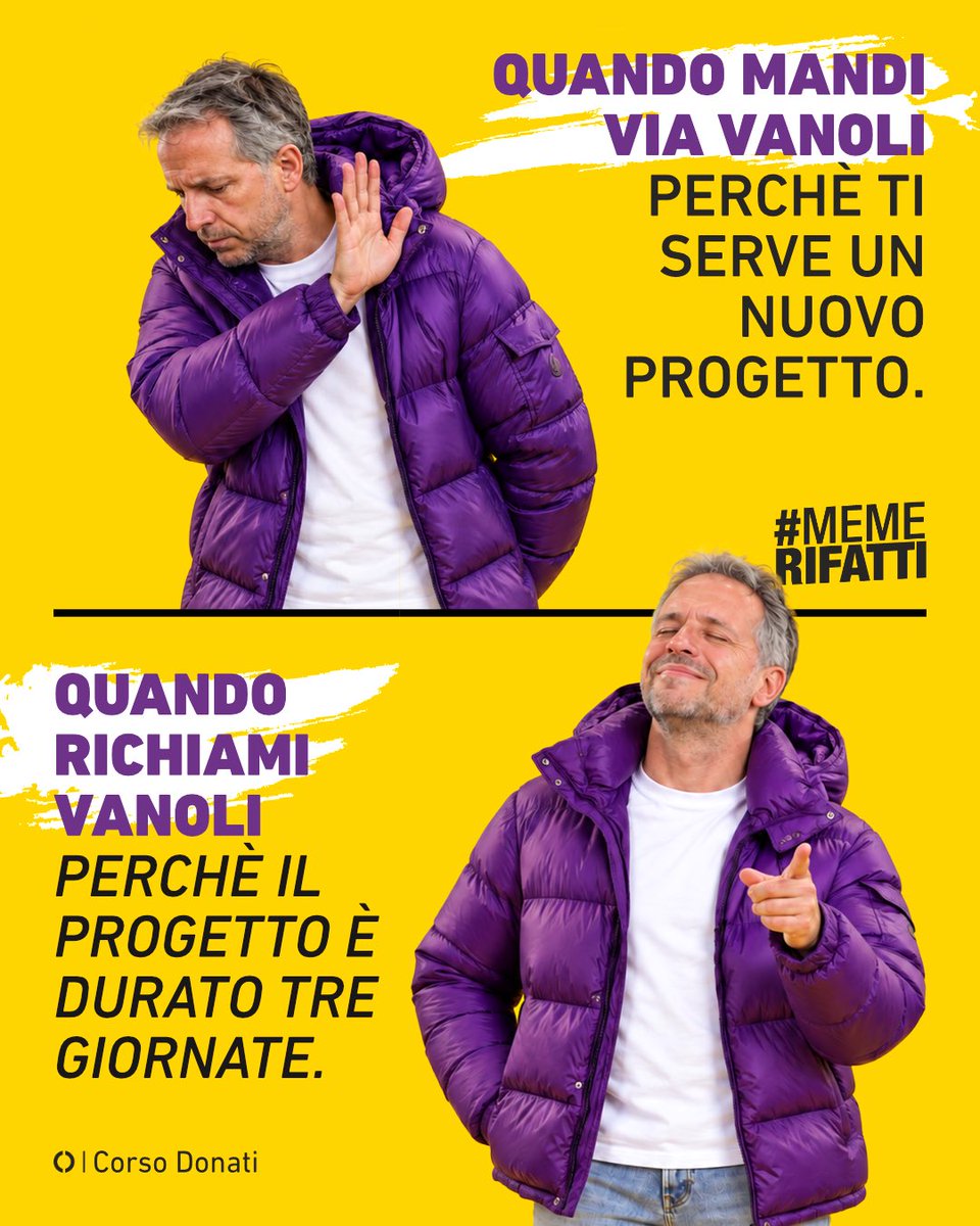 corso_donati's tweet photo. 🔄 𝗣𝗥𝗜𝗠𝗔 𝗟𝗢 𝗦𝗖𝗔𝗥𝗧𝗜, 𝗣𝗢𝗜 𝗟𝗢 𝗥𝗜𝗖𝗛𝗜𝗔𝗠𝗜!

Vanoli aveva salvato la Fiorentina, ma in estate la società aveva scelto di cambiare allenatore per avviare un “nuovo progetto”. https://t.co/fQjjXx5KUS