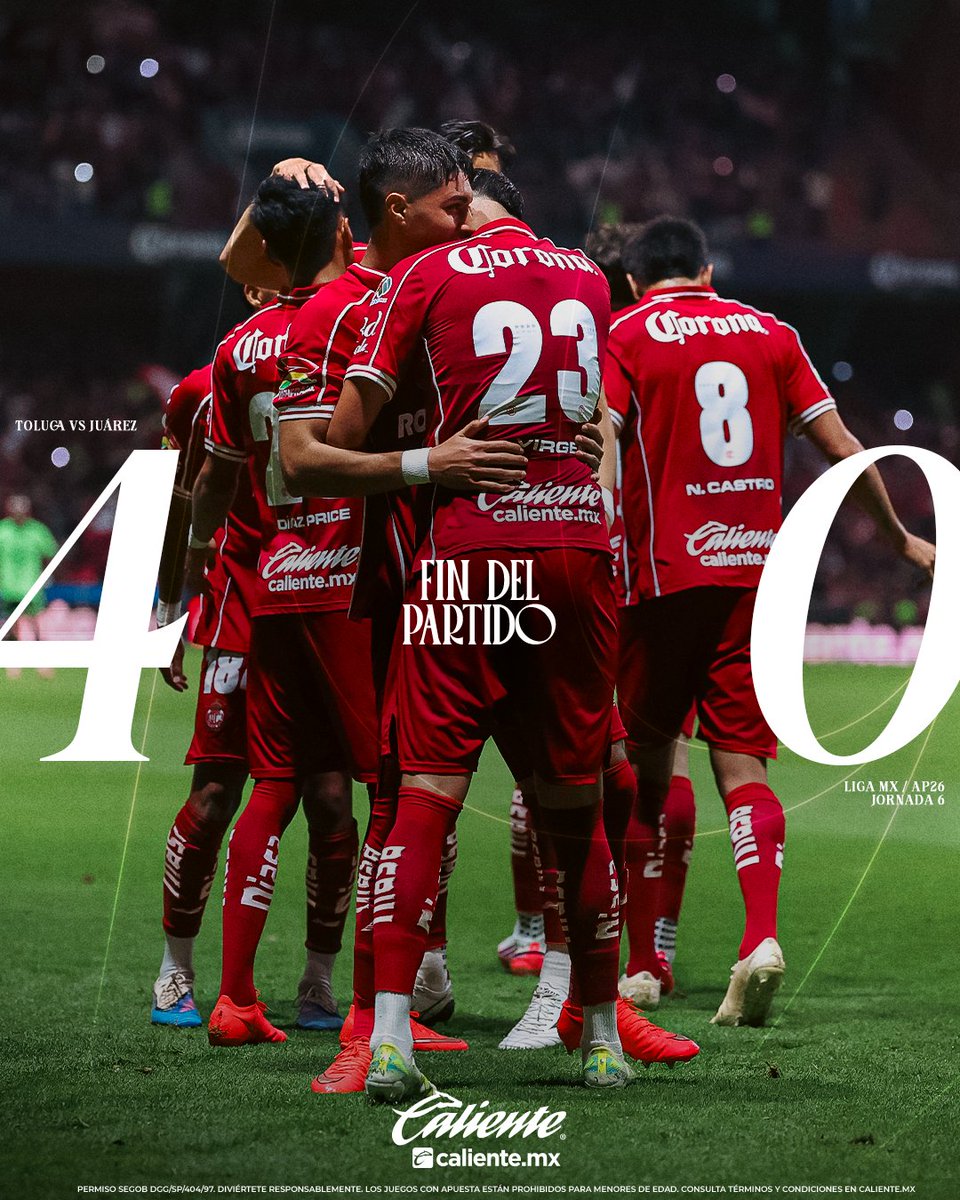 TolucaFC's tweet photo. GOLEADA INFERNAL EN CASA ❤️‍🔥👹

Siguiente objetivo: @LeaguesCup 👀

@calientesports https://t.co/J6UnDVmbWv