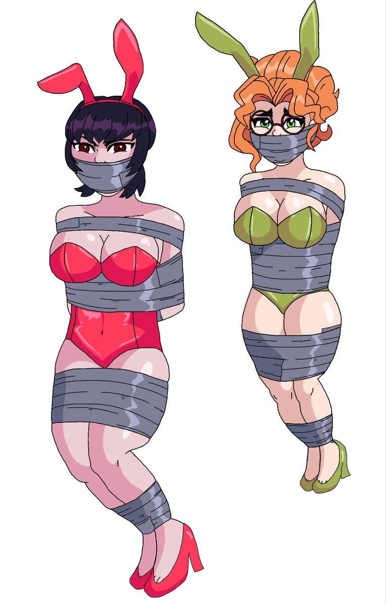the___dude7's tweet photo. Mina and Paige from Deadlock taped up and hopping in bunny suits ❤️ https://t.co/W8S222wVnN