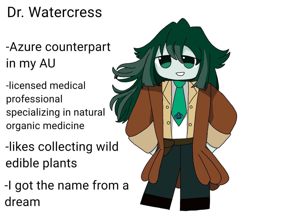 puricedewluka's tweet photo. Dr. Watercress, Azure's counterpart in Timel1me, I'm still working on the lore tho, I've already posted this in TikTok https://t.co/G2GPEkqjps