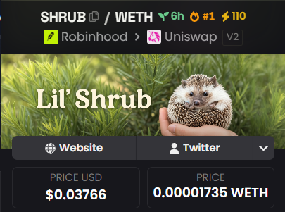lilshrub_RH's tweet photo. 🔥Entered on Dexscreener 1st🔥

https://t.co/3GbswqX9uu https://t.co/NwbYaezC2s