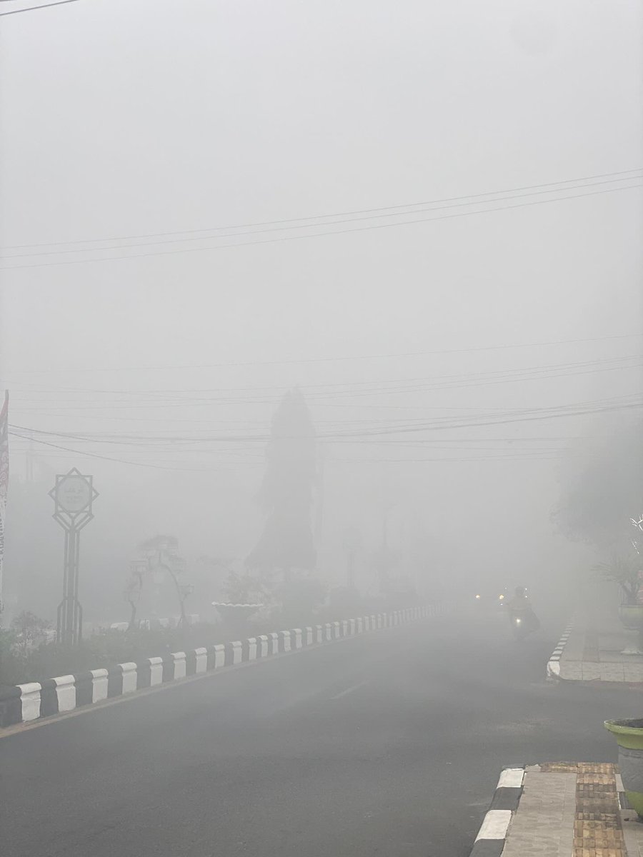 rapunsey's tweet photo. kalo ada yang bilang di kalimantan uda baik baik aja dan ga separah yg di sosmed jangan percaya, ini update pagi tadi di sampit-kalteng masih setebal ini kabut asapnya. 

udah berminggu minggu mitigasi bencananya ga ada, mau nunggu orang kalimantan jadi sei sapi panggang semua apa gimana ni pemerintah???