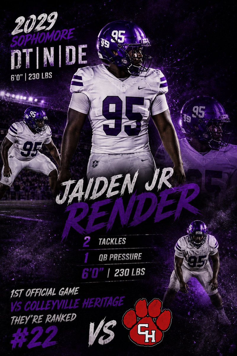 JaidenTRender's tweet photo. 2029 DT,N,Jaiden Terry Render
Anna High School 
1st Official Varsity Game Stats Vs
22#Colleyville Heritage High School
1st Official Stats
1QBP
2.5 Tackles

@MikeRoach247 @gabrieldbrooks @TJ_Randall12 @AnnaCoyotesFB @HURDjunior 
@3ironsg @carson_real82 @ck14puckett https://t.co/9XJFCZHkfh