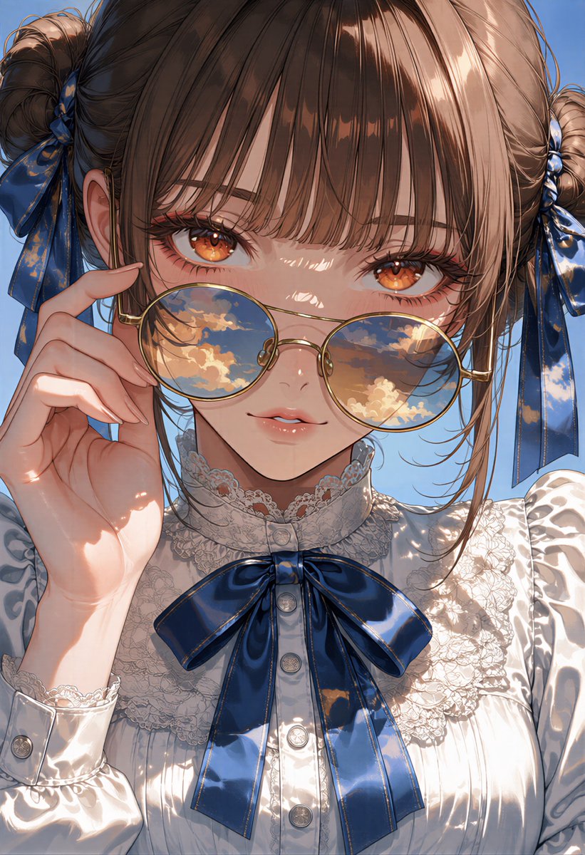 studio_yebisu's tweet photo. A sky reflected in glass and ribbon. Generated locally with Anima and MiniMax H3 PDD Ref2V. Full details are in the reply. #AIart #LocalAI

Generation details

Civitai source:
Reference: https://t.co/jvjKIqJAur
Civitai image ID: 138019724

Reference prompt:
score_9, score_8_up, score_7_up, very aesthetic, masterpiece, best quality, absurdres, highres, (extremely detailed:1.3),
1girl, solo, @sw33t,
(upper body:1.2), (looking over glasses:1.3), looking at viewer, head tilt, one hand on glasses, holding own glasses, parted lips, blush, shy expression,
(light blue hair:1.4), (double bun:1.3), twintails, hair buns, ribbon on buns, blunt bangs, long hair, floating strands,
(blue eyes:1.4), sparkling eyes, big eyes, beautiful detailed eyes, long eyelashes, pale skin,
(round sunglasses:1.4), (gold frame glasses:1.3), (sky reflection in lenses:1.3), tinted lenses, cloud reflection,
(white victorian blouse:1.3), (lace collar:1.3), high collar, (blue ribbon bow:1.3), satin bow, buttons, puffy sleeves, fashion,
(light blue background:1.3), simple background, soft sky,
pastel blue palette, soft lighting, cute, delicate, detailed illustration, elegant

Reference negative prompt:
worst quality, low quality, score_1, score_2, score_3, artist name, (bad hands:1.3), (extra fingers:1.3), (six fingers:1.4), fused fingers, missing fingers, deformed hands, mutated hands, bad anatomy

Image prompt:
score_9, score_8_up, score_7_up, very aesthetic, masterpiece, best quality, absurdres, highres, (extremely detailed:1.3), 1woman, solo, @sw33t, original adult woman age 30, (upper body:1.2), (looking over glasses:1.3), looking at viewer, head tilt, one hand on glasses, holding own glasses, parted lips, subtle blush, composed shy expression, (chestnut-brown hair:1.4), (double bun:1.3), twintails, hair buns, ribbon on buns, blunt bangs, long hair, floating strands, (amber eyes:1.4), sparkling eyes, beautiful detailed eyes, long eyelashes, warm ivory skin, (round sunglasses:1.4), (gold frame glasses:1.3), (sky reflection in lenses:1.3), tinted lenses, cloud reflection, (white victorian blouse:1.3), (lace collar:1.3), high collar, (blue ribbon bow:1.3), satin bow, buttons, puffy sleeves, fashion, (light blue background:1.3), simple background, soft sky, pastel blue palette, soft lighting, delicate detailed illustration, elegant mature glamour, fully clothed, tasteful SFW sensuality, no text

Negative prompt:
child, teen, underage, young-looking, loli, nude, nipples, areola, genitalia, explicit sex, lingerie only, transparent clothing, see-through clothing, multiple people, male, bad anatomy, bad hands, extra fingers, missing fingers, fused fingers, text, logo, watermark, signature, identity change, face morphing, worst quality, low quality, score_1, score_2, score_3, artist name, (bad hands:1.3), (extra fingers:1.3), (six fingers:1.4), fused fingers, missing fingers, deformed hands, mutated hands, bad anatomy

Video prompt:
A single continuous five-second vertical shot. The camera remains completely locked with no cut, no zoom, no pan, no tilt, and no camera shake. One continuous five-second vertical shot: the same adult woman age 30 nudges the gold round glasses once and blinks behind the sky-reflecting lenses; chestnut strands and blue ribbons move lightly as soft clouds drift. Preserve her face, hair, amber eyes, warm ivory skin, Victorian blouse, hand pose, upper-body composition, and light-blue background exactly. No cut, no zoom, no camera shake, no morphing, and no identity change. Preserve the exact mature adult identity described here: adult woman age 30, chestnut-brown double buns and long twintails, amber eyes, composed shy expression, preserve the gold round glasses, ribbons, and blouse collar, mature detailed anime face. Preserve her face, hair, eyes, skin tone, clothing, pose, hands, body proportions, composition, background, and lighting exactly as the reference image. No large gesture, no morphing, no anatomy change, no clothing change, no background change, no identity change, and no scene transition.