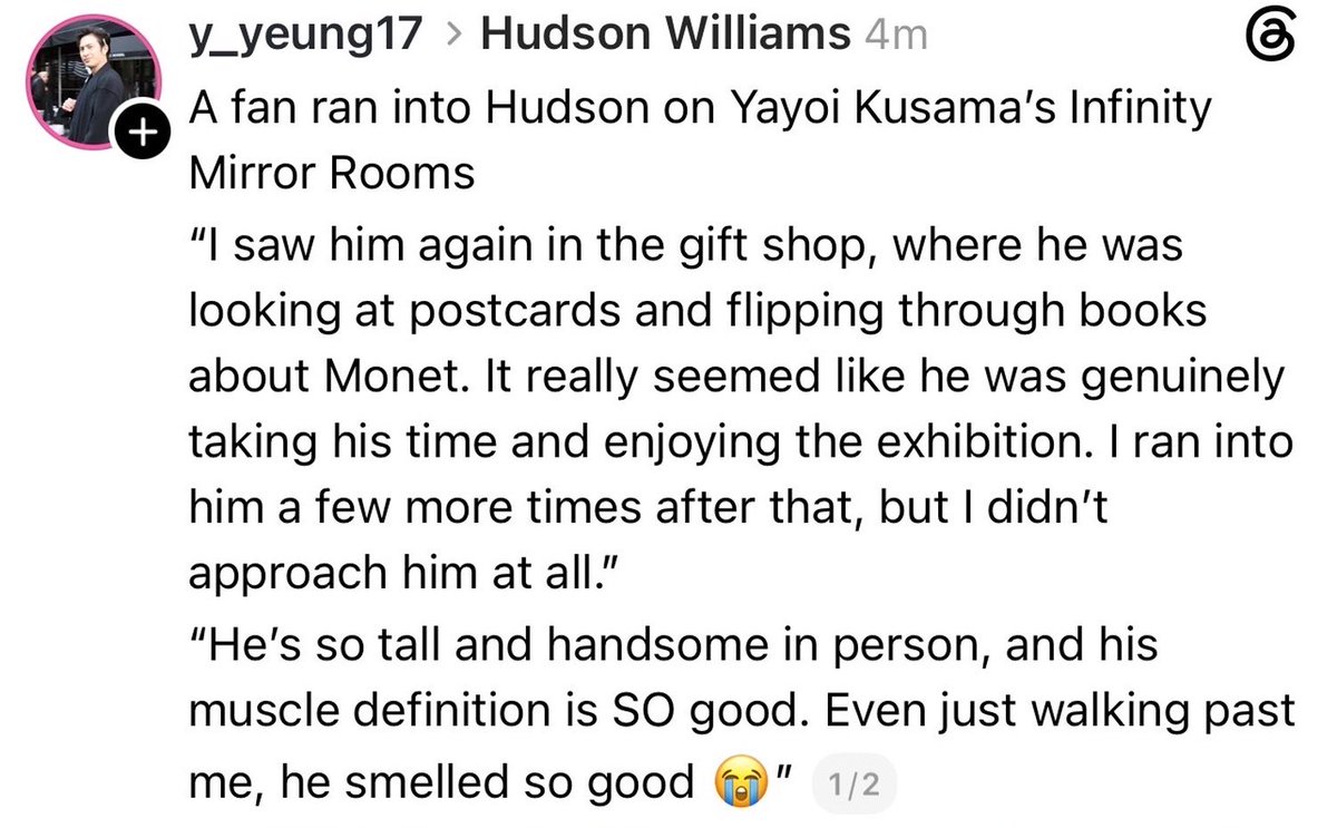 ihudprofen's tweet photo. “… [hudson] was looking at postcards and flipping through books about Monet. It really seemed like he was genuinely taking his time and enjoying the exhibition.” 🥺 It heals me so much to hear about him really being an artistic soul and supporting places like the AGO https://t.co/PYwON7yJif
