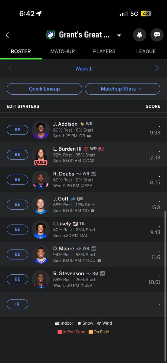 GrantJBush's tweet photo. @daverichard #AskFFT How’d I do? 10 team PPR drafted from the 1.06 spot. https://t.co/ZpxgUcvFN2