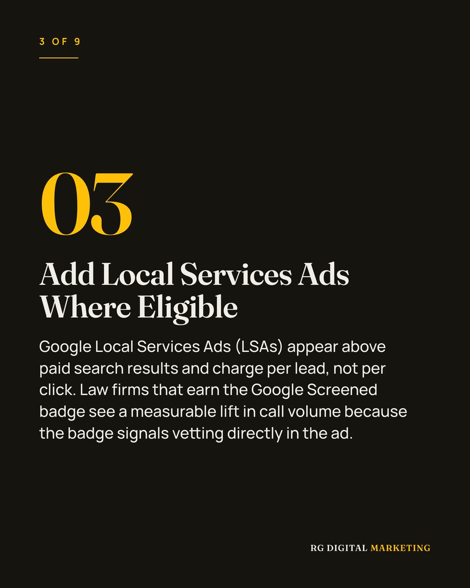 RGDM_'s tweet photo. 9 proven strategies to get more law firm clients, local SEO, Google Ads, LSAs, reviews, intake, and referrals. Real numbers, no fluff.

Full article: Marketing Insights Blog

Ready now? Tap “Book Your Free Call Today” in our bio.

#digitalmarketing #marketing https://t.co/kau8pa9l8x