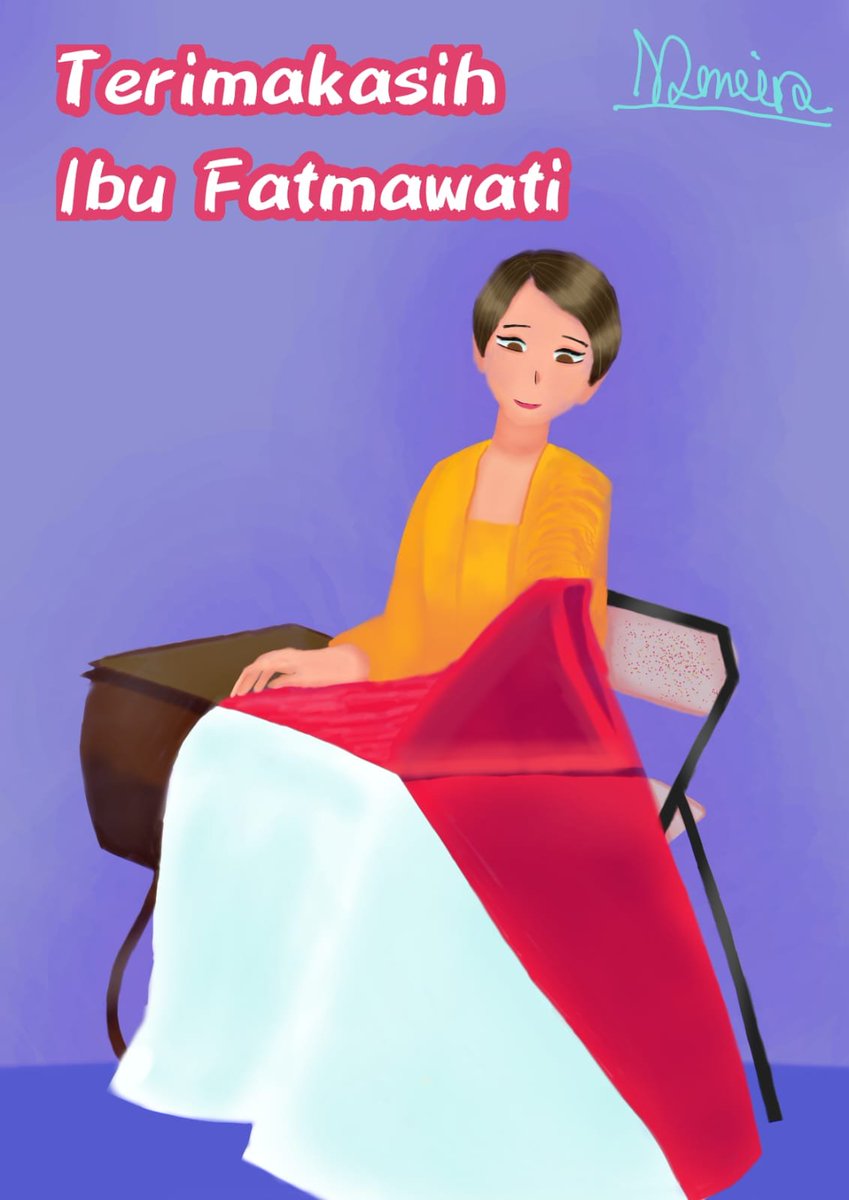 Panda_energy's tweet photo. Illustration art i did for a class competition of my school's event of Indonesia's Independence day, thanking the red and white Indonesian flags seamstress, Miss Fatmawatii!! https://t.co/PVdHQnYce1