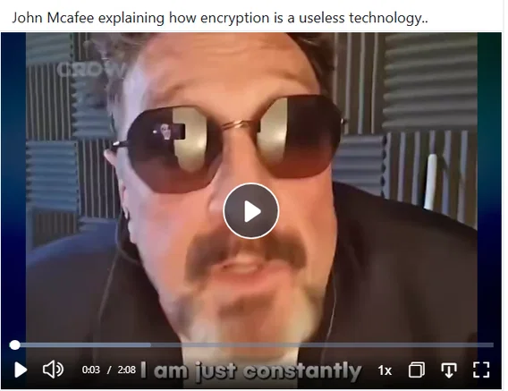 JaniceJame6vjh's tweet photo. FYI:

Vid: https://t.co/ANacAwVUc9 (2.08)

#Meme #McAfee #JohnMcAfee #Encryption #Signal #GMail #Yahoo #iPhone #SMARTPhone #Malware #Pornhub #Privacy #VPN #VPNs #Proton #ProtonMail #YahooMail https://t.co/lbgrLLQhoD