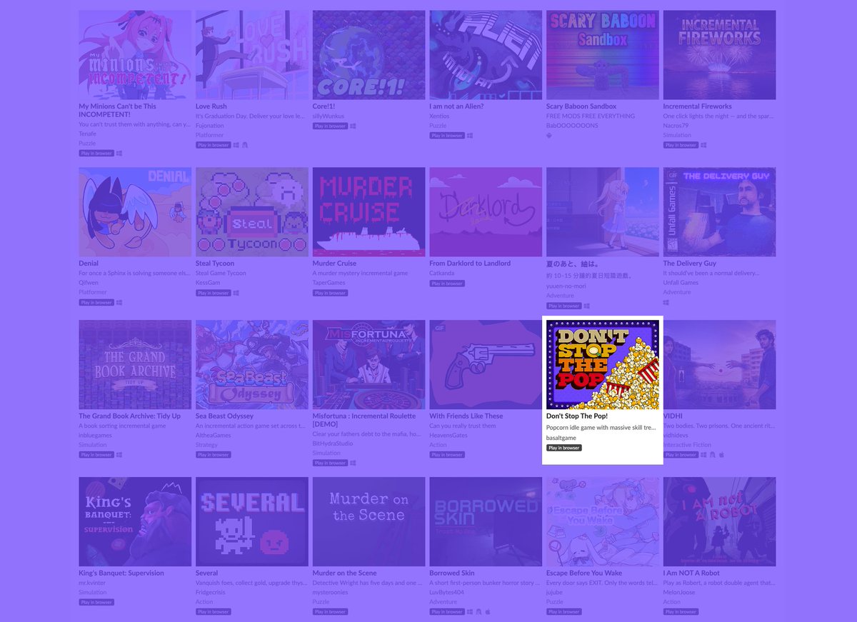 BasaltGame's tweet photo. Our game is featured in the @itchio New &amp; Popular section!
"Don't Stop The Wishlist!"

#gamedev #indiedev #indiegames https://t.co/kI2l7ZrtGY