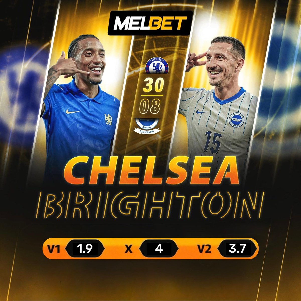 melbet_cd's tweet photo. 🔥 Chelsea 🆚 Brighton — qui va mettre le feu ?

Les Blues veulent défendre leur terrain, mais Brighton ne vient pas pour faire de la figuration. ⚽️💥

Du rythme, des attaques tranchantes et zéro place pour l’erreur. 👀

Qui aura le dernier mot ? 🏟️
Chelsea ou Brighton ? https://t.co/pRQUDgHnY2