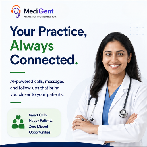 medigent_'s tweet photo. Your clinic deserves more than just a phone line. 🩺 MediGent AI helps doctors handle calls, automate appointments, follow up with patients, recover missed calls, and stay connected—so you can focus on what matters most: patient care. https://t.co/iDkpXcHH1b https://t.co/UsXOYUfKQv