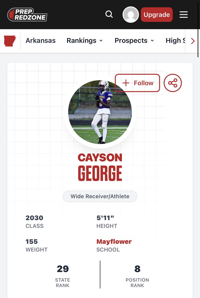 cg8_2030's tweet photo. Picked up the season opener win 8-27-2026. 

Stats for the game:
• 6/7 receptions 
• 74 receiving yards
• 2 receiving TDs
• 89-yard kickoff return TD
• 2 KO returns | 96 yards
• 8 tackles
• 1 TFL
• 200 ALL-PURPOSE YARDS

FINAL: 
MAYFLOWER (4A) - 29 
BEEBE (5A) - 27 https://t.co/oFMlfIEVHz