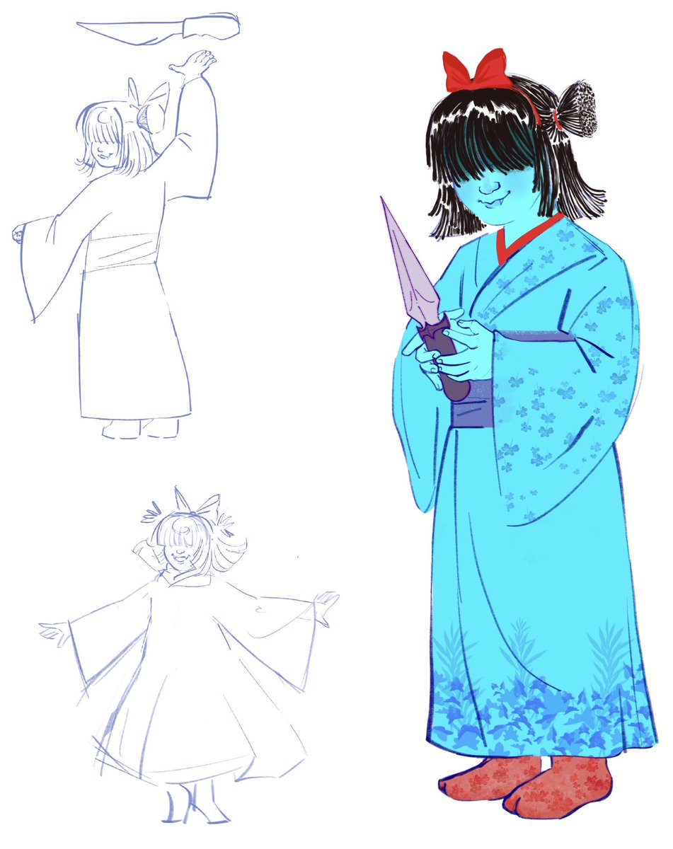 papikkra's tweet photo. Aqua in a kimono + bonus Seth #deltarune https://t.co/NcgxGzulC6