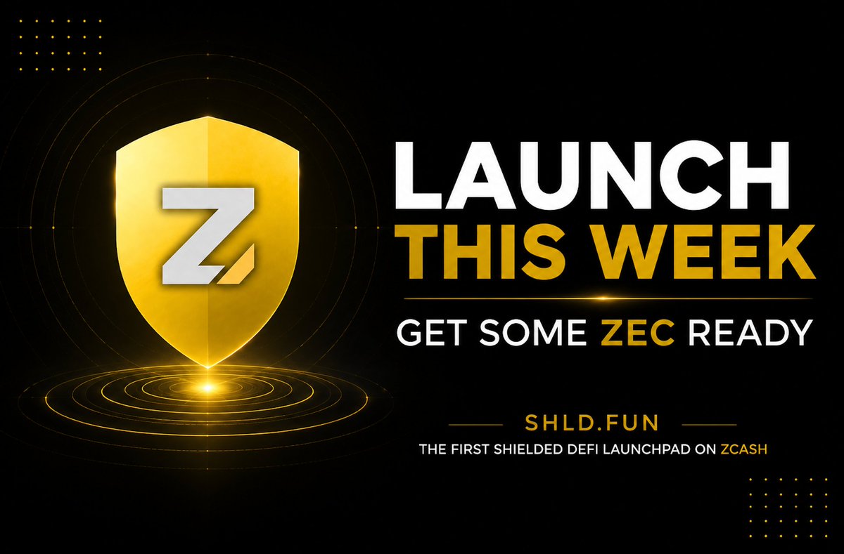 SHLDdotfun's tweet photo. This week. https://t.co/5NIbxHHm7T goes live. 

The first shielded bonding curve launchpad on Zcash. One shielded tx and you're in or out.

Get some $ZEC ready. Shielded defi is coming to Zcash. https://t.co/Sx4ifEADGn