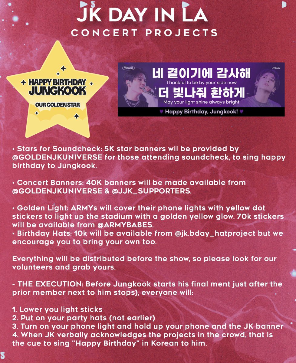 idwhojo's tweet photo. The final post with everything you need to know about Jungkook’s birthday projects at SoFi Stadium in LA on September 1st:

There are 3 collab projects so there’s a lot to know! If you’re attending please read the thread carefully for all the project details and distribution info https://t.co/8PW7Dm11fM