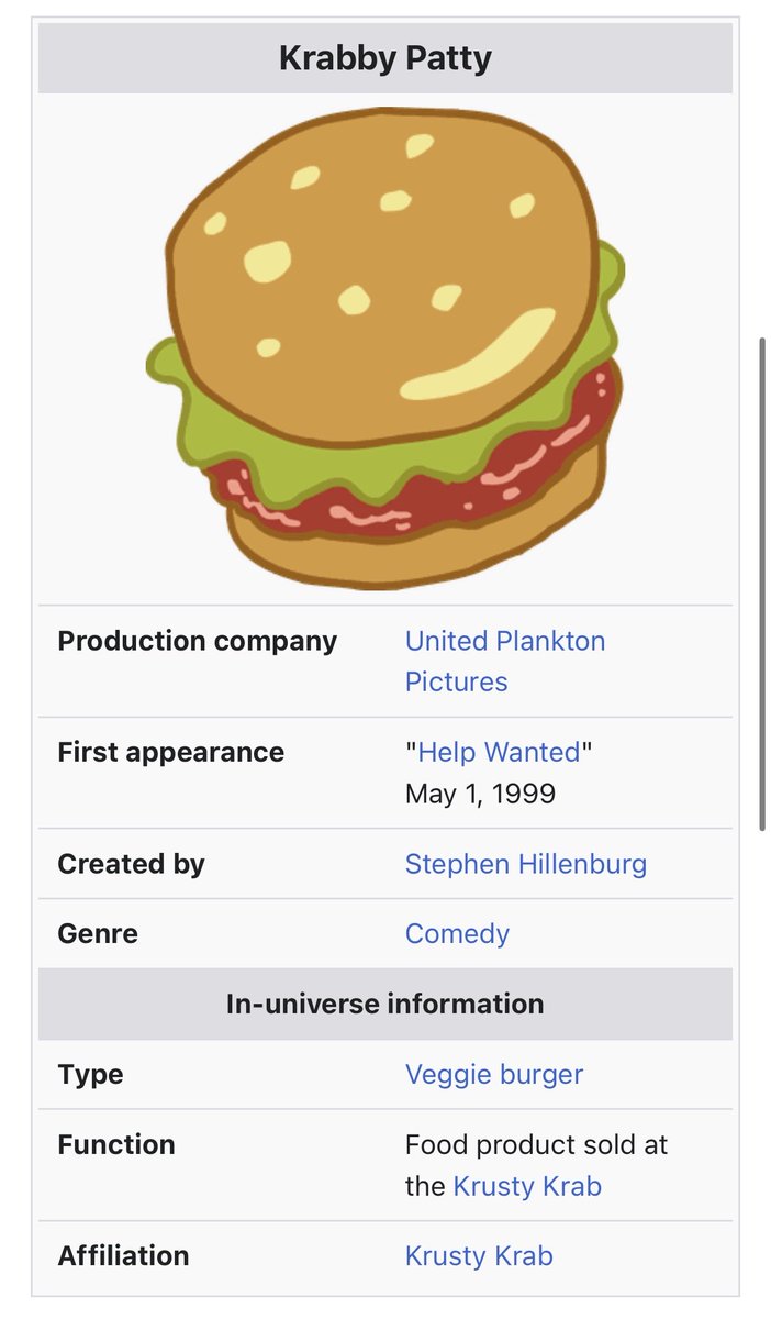 RickyRoswellGA's tweet photo. Today I learned the Krabby Patty was a veggie burger. https://t.co/WJPp5694Ms