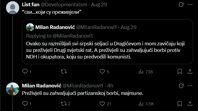 SFSN45's tweet photo. Ne znam koji je ljudima da se raspravljaju sa Radanovićem. 
Ne možete da prođete sa logikom iz trećeg gimnazije.
Vi ste pogledali dva videa na jutjubu, on je pročitao većinu arhivske građe Jasenovca. Svaki put će obrisati pod sa vama. Jako je prosto. https://t.co/8zxhdM3UEk