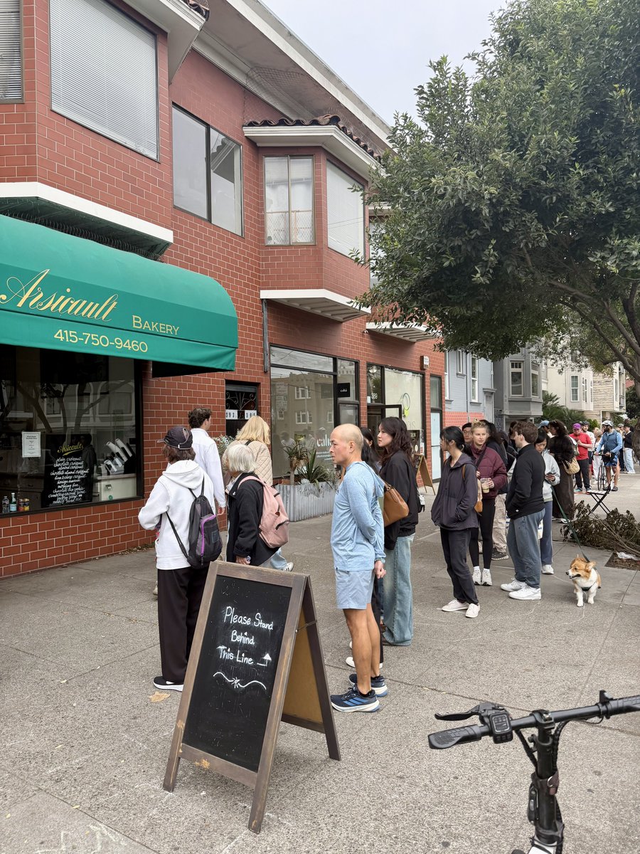 paularambles's tweet photo. san francisco, august 30, 2026. the croissant line resists automation. https://t.co/HJcNcCQsLg
