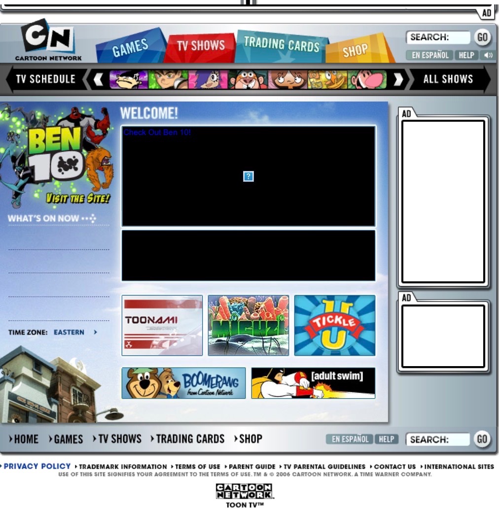 NostalgiaYZ's tweet photo. The Cartoon Network website in early 2006. https://t.co/9IhfgSppsN