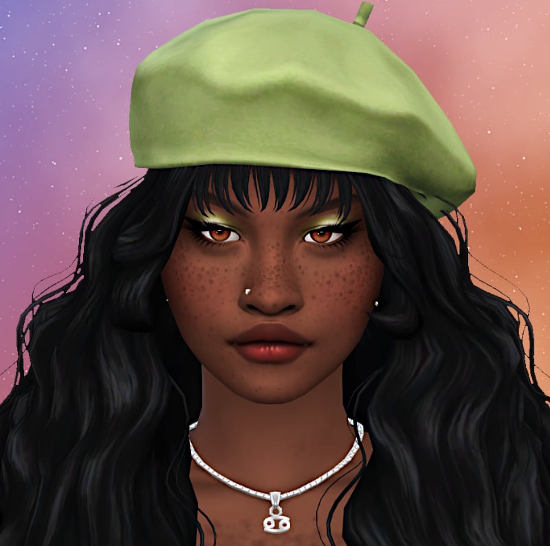 NicoleHayes1998's tweet photo. Here is my newest sim Marin Delacroix! 
Pronouns are She/Her. 💚🎨
#ShowUsYourSims #TheSims4 #SimsCreatorsCommunity
@SimsCreatorsCom https://t.co/CvrdId0fEe