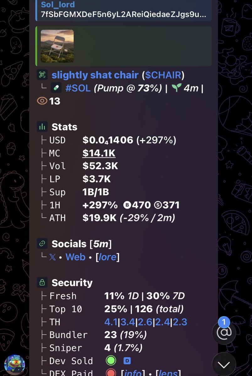 MXNGX__'s tweet photo. 🪑 $CHAIR → $14.1K MCAP 🚀🔥

$14.1K and still flying under the radar. 👀📈
Early attention is starting to build around $CHAIR — fresh low-cap setup worth watching. ⚡🔥

CA: 7fSbFGMXDeF5n6yL2AReiQiedaeZJgs9u4B3eA9Xpump

📩 DM me if you’re watching.

#Solana #Memecoin #CHAIR https://t.co/MyFfX5LkpI