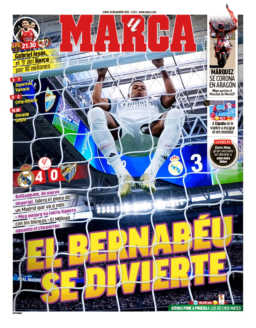 marca's tweet photo. #LaPortada 🗞️ El Bernabéu se divierte https://t.co/6eNkHXM3yG
