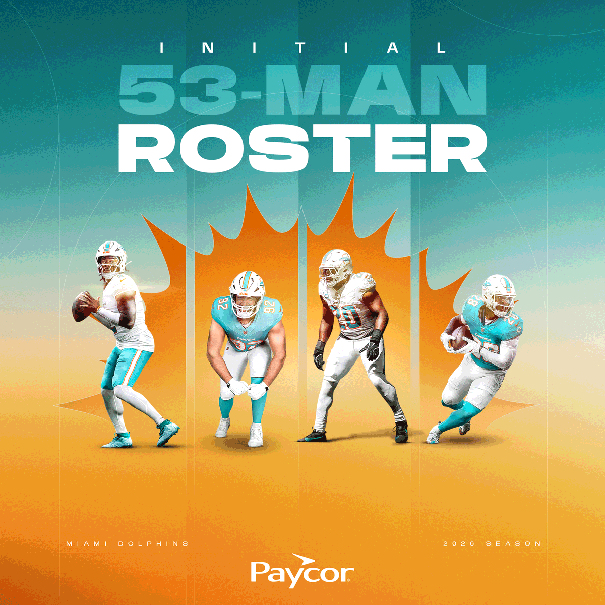 MiamiDolphins's tweet photo. Our initial 53-man roster is set 🐬