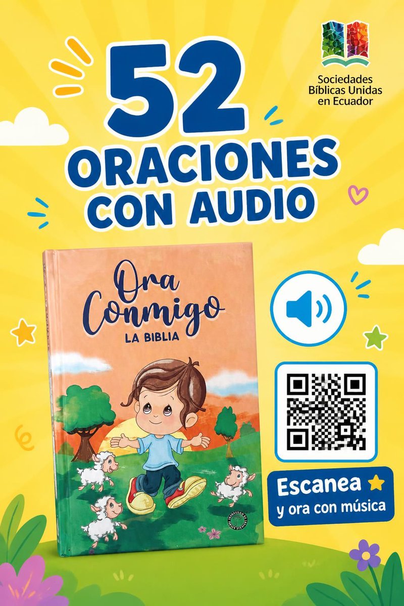 SBUEcuador's tweet photo. 🧒 Enseña a tus hijos a orar con alegría. La Biblia Ora Conmigo trae 52 oraciones con audio y 52 ilustraciones. 32% OFF: de $24.99 a $17. 👉 https://t.co/kaQX4Htu6a #Niños #Oración #SBUEc https://t.co/DrYIuh51JP
