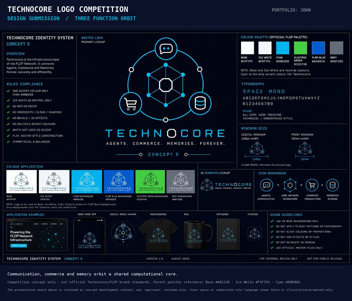 qant2007's tweet photo. @CryptoHayes Technocore Logo Competition - Three-Function Orbit
Technocore has a shared computational core connecting AI-agent communication, commerce and persistent memory.
Provenance recorded on Technocore via my DID - sequence 2213134.
@flop_labs @CryptoHayes https://t.co/ZHytWHDimI