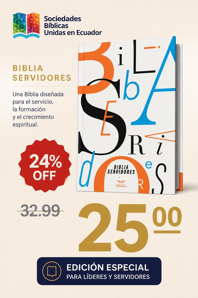 SBUEcuador's tweet photo. 🙌 DEJA HUELLA EN TU SERVICIO. Biblia Servidores: aguas profundas con 12 estudios y 12 biografías de hombres y mujeres de Dios. De $32.99 a $25 (24% OFF). 🛒 https://t.co/xBhx2Ay14m #Servidores #Biblia #SBUEc https://t.co/xYHw85XHHB