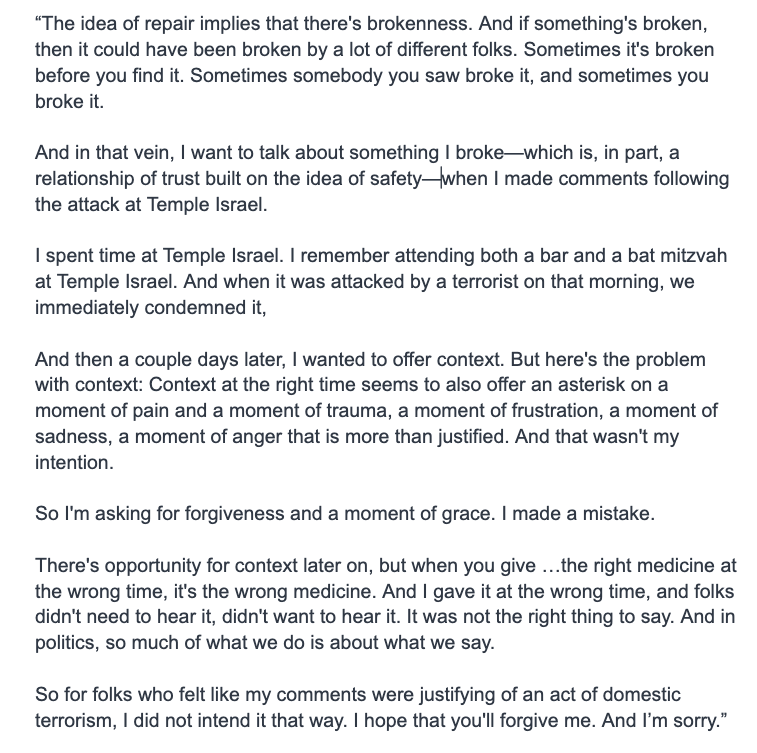 CitizenCohn's tweet photo. Today @AbdulElSayed addressed the Michigan Jewish Democratic Caucus

Was a private meeting, campaign has now provided audio to reporters

He cited Tikkun Olam and similarities to an Islamic concept calling on people to repair the world, then said the following: https://t.co/dYSPUEcnB4