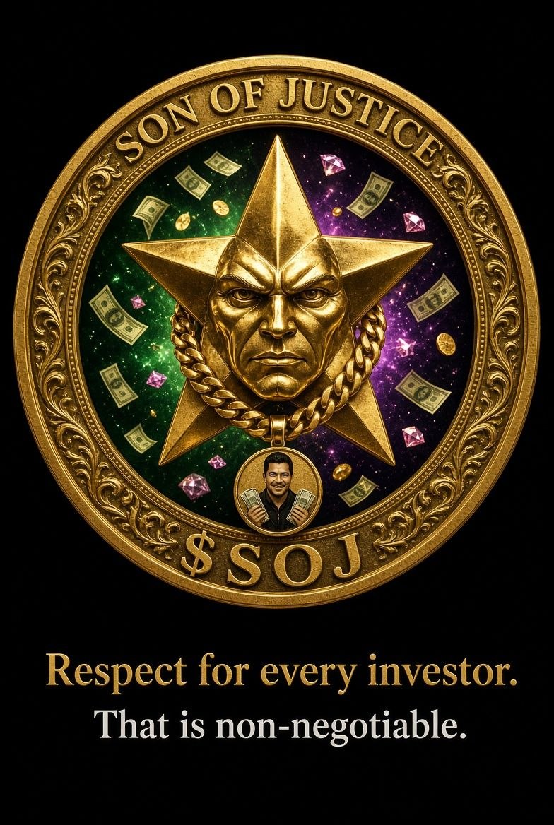 sojjustice's tweet photo. $SOJ 
  Son Of Justice.  Respect for every investor.
  That is non-negotiable.
  No rugs. No games.
  The Sheriff doesn’t forget who put him here. 

 CA: FMhqSw1soabapGa3xq2ddf93fXGvUZ66XvJNkwbSnHbd   

Tg: https://t.co/ublFY0BKsx  

 X: https://t.co/ylSECLA0mD 

 Web: https://t.co/KOwBqvq9Lq

 #SonOfJustice #SOJ #GordonCounty #NoMoreRugs #CryptoJustice #MemeCoin