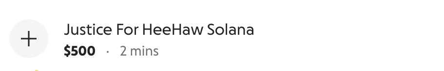 Justice4HeeHaw's tweet photo. First official donation with the fees just sent for HeeHaw, second one in total including the one we made out of our pockets earlier.
Total: $1000
Lets keep this going for HeeHaw! 🫏🤍🪽 https://t.co/D7DJxLfkBD