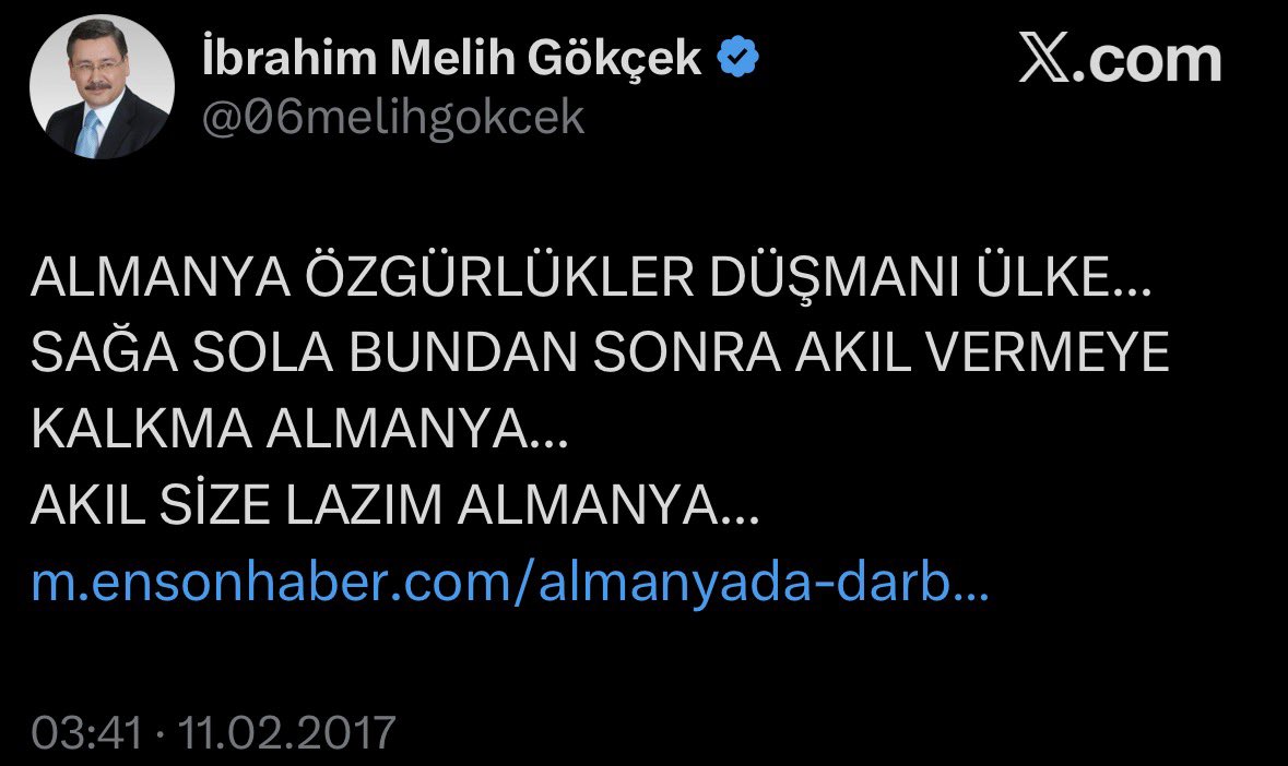 ismailari_'s tweet photo. Oğlu ve torununun Almanya vatandaşlığı almak istediğini açıklayan Melih Gökçek, daha önce Almanya’ya dair şunları söylemiş👇 https://t.co/SDRfpi8zhN