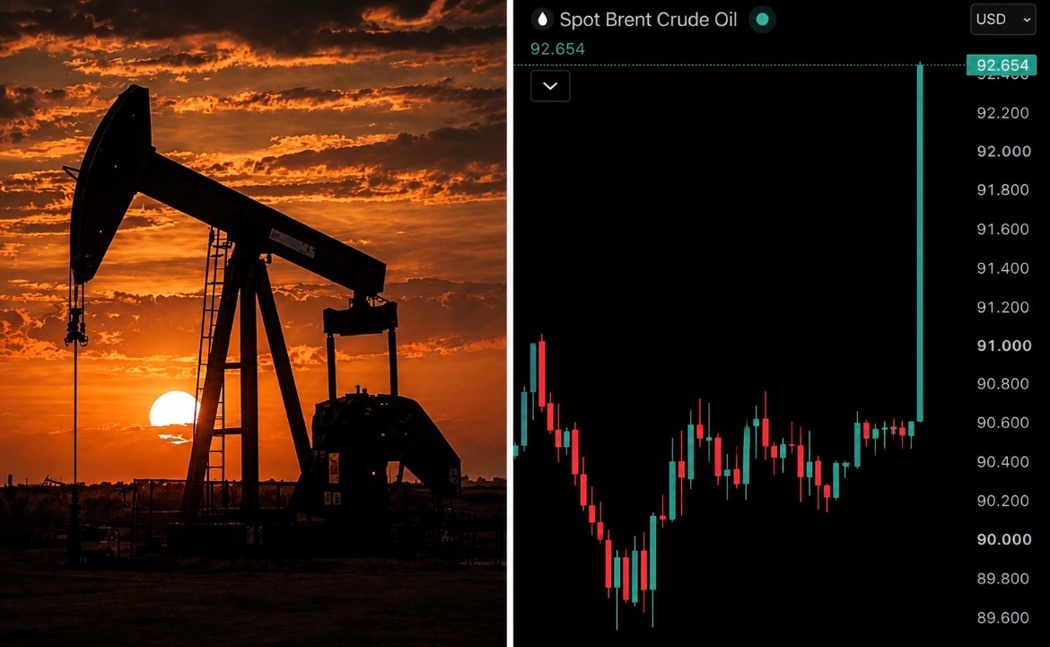 CryptoNewspageX's tweet photo. JUST IN: Brent crude oil jumps back above $90 as fighting between the US and Iran resumes.

The US struck two Iranian rocket launchers on Larak Island, marking its first attack on Iran since late July.

The launchers were reportedly being prepared to deploy sea mines into the Strait of Hormuz.

Iran responded by firing ballistic and anti-ship cruise missiles at US targets across the Middle East.