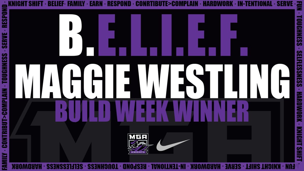 MGA_WBB's tweet photo. The winner of BUILD week in our B.E.L.I.E.F. preseason is Junior forward Maggie Westling!
#KnightShift #BELIEF #BUILDWeek https://t.co/RCmIzLMMyU