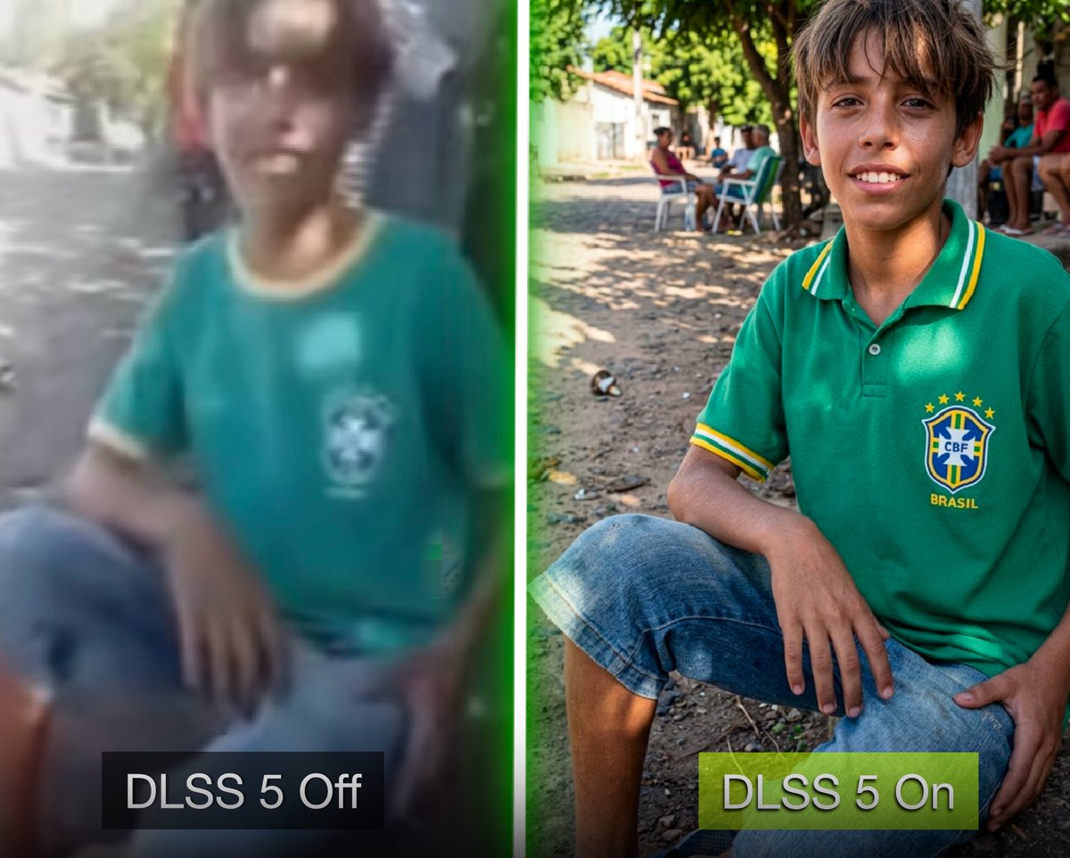 OlhoNaVala's tweet photo. 🚨 TECNOLOGIA NVIDIA | Graphics comparison - Senhor Boceta (standard murder) vs. Senhor Boceta (DLSS 5 + NVE murder) https://t.co/HGYON7cyDd