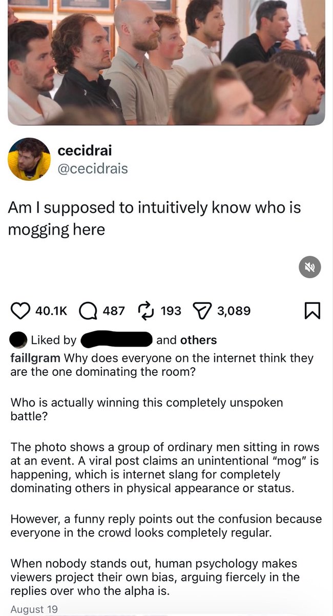 lauraak500's tweet photo. @cecidrais i was scrolling through instagram and saw this post 😭 they really appreciate your take on this “group of ordinary men at an event” and the “fierce argument over who the alpha is” https://t.co/DcXmKi7w42