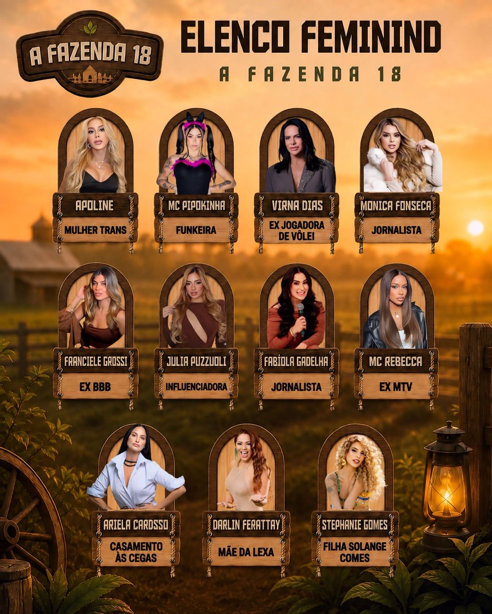ysbcomenta's tweet photo. Confira a lista oficial do elenco feminino da próxima temporada da Fazenda. 

Pra quem vai sua torcida? #AFazenda18 https://t.co/XMINehBaDD