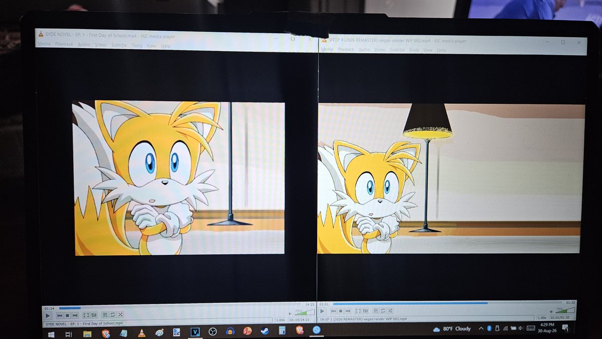 SydeLeaderRay's tweet photo. SYDE NOVEL EPISODE 1 REMASTER PROGRESS: 8/30/2026
- Finally had the courage to actually work on the remaster. So far it's good. Cleaning up, and expanding a lot of the assets. This particular frame I simply stretched the background and added the necessary details. https://t.co/K3v1oapHvw