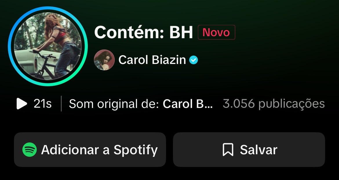 biazinchrts's tweet photo. "𝒂𝒔𝒔𝒖𝒎𝒐 𝒐𝒔 𝒓𝒊𝒔𝒄𝒐𝒔" de Carol Biazin já acumula mais de 7 mil publicações no tiktok em menos de uma semana de lançamento! ❤️ https://t.co/5GjL26Usxi