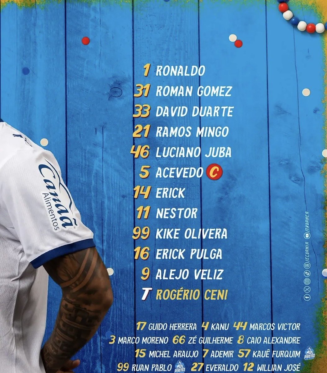InFutebol10's tweet photo. Escalação: 🔵⚪️🔴 Bahia X Internacional 🔴⚪️ https://t.co/IgtTVlIB3m