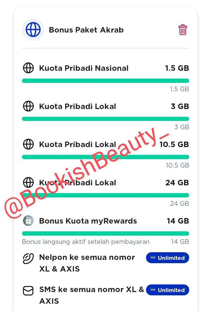 BookishBeauty_'s tweet photo. Wts kuota paket akrab XL

Khusus untuk area 4 aja yaa
Total dapat kuota  53GB
[ 55k ]

Chat ke https://t.co/nIh3cVKn11

#zonauang #zonaba https://t.co/y17eDdGRV0