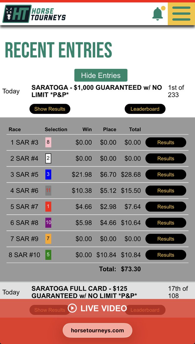 ShepTrade's tweet photo. Got smoked in the last race in my Saratoga pick 5…. But this will work! https://t.co/K5GGVl8GBJ