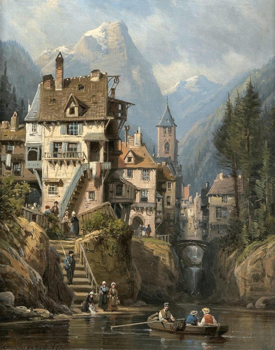 Art__Paintings's tweet photo. French artist Charles Euphrasie Kuwasseg (1838–1904)

The Ferryman https://t.co/0bGfEeHG8t