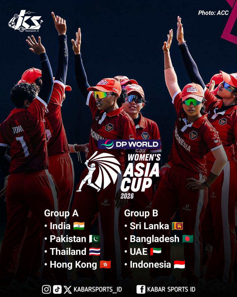 kabarsports_id's tweet photo. Jadwal pertandingan Indonesia di ACC Women's Asia Cup 2026

Ini bakal jadi momen bersejarah karena Indonesia akan debut di Piala Asia Cricket Putri.

Good Luck! 🇮🇩🦅

#ACCWomensAsiaCup #Cricket https://t.co/GIfxzr49Nf