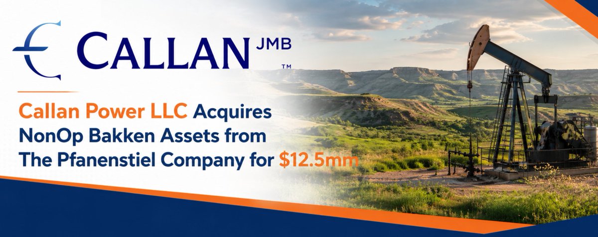 MinOpAuthority's tweet photo. Only a few days after breaking into the NonOp with their 23 well Red River NonOp acquisition in the Bakken, Callan JMB, through their NonOp subsidiary Callan Power, is at it again! On August 27th, Callan announced the Bakken NonOp acquisition from The Pfanenstiel Company for $12.5MM cash plus reimbursement of certain costs associated with wells currently in process.

The acquired portfolio includes:
• ~150 BOE/d of net production (~85% oil)
 • Interests across 377 gross PDPs
 • ~3,000 net acres (all HBD)
 • 27 gross WIPs (permitted, drilling, awaiting completion or being completed)
 • 4+ net PUD locations
 • ~4.3 MMBOE of net proved reserves, ~79% oil
 • $48.1MM proved PV-10
 • $82.7MM 3P PV-10

At $75 WTI, Callan estimates the existing producing assets will generate approximately $2.5MM of annualized net operating cash flow, representing a stated 21.2% unlevered cash return on the purchase price.  This return is before considering the 27 additional WIPs or future drilling inventory.

ORIGINAL PRESS RELEASE:
https://t.co/RrcMUhcqrO